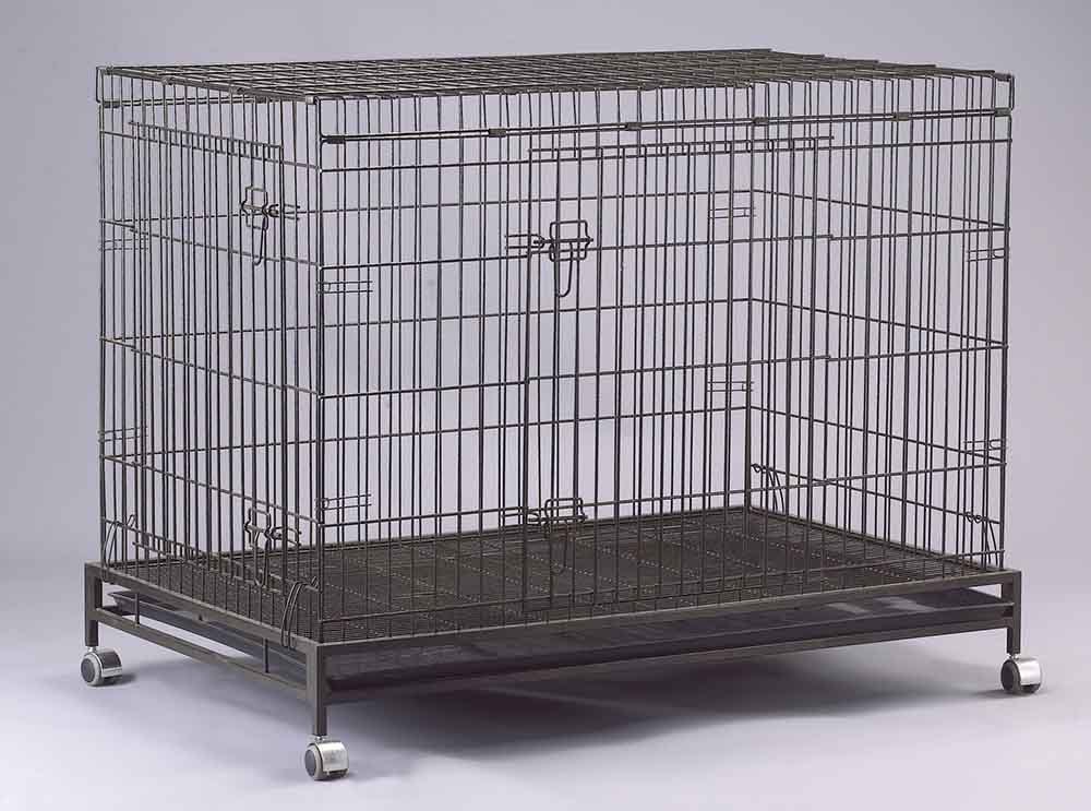Collapsible Pet Cage D307RI with 2 Doors and Castor Wheels