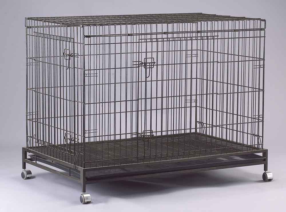 Collapsible Pet Cage D308RI with 2 Doors and Castor Wheels