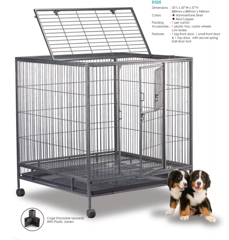 Steel Dog Cage D325 with 2 Doors 3ft x 3ft x 3ft