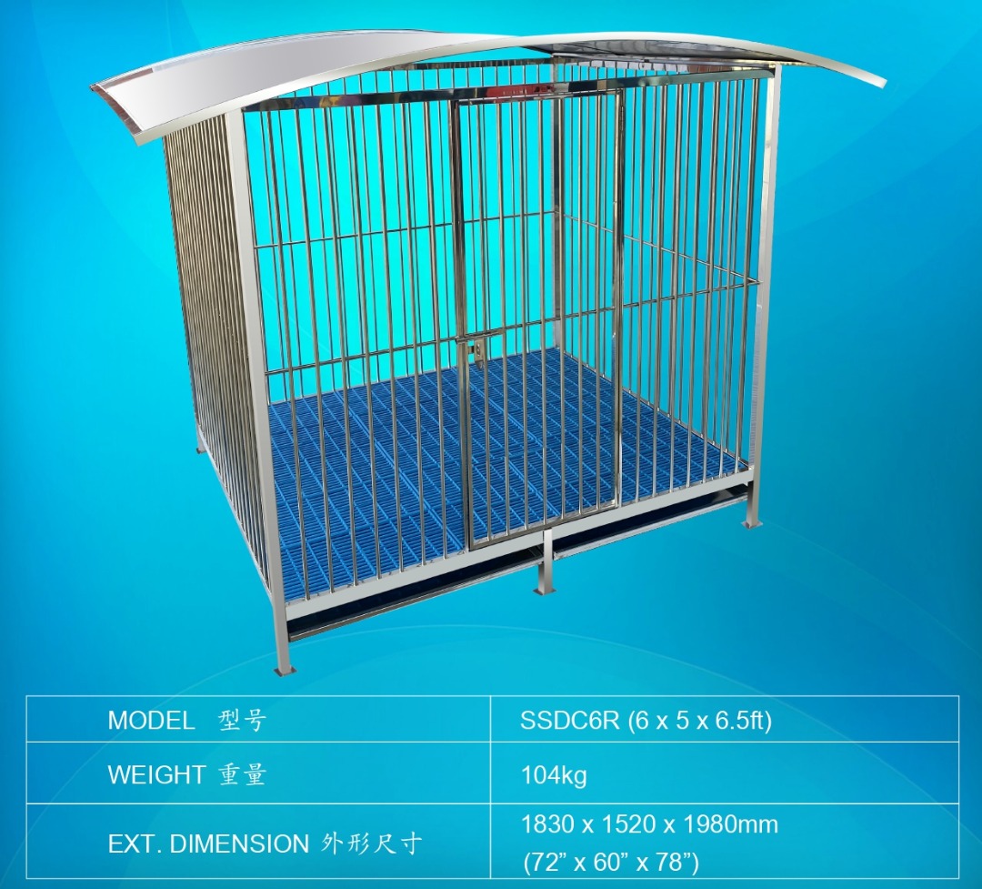 Fully Welded 304 Material Stainless Steel Dog Cage DC6R with Roof